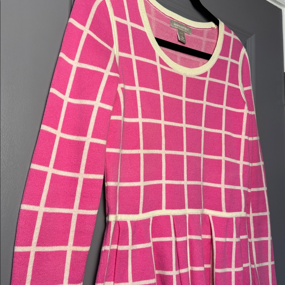 Banana Republic Pink Windowpane Peplum Sweater | Size Small - Picture 4 of 7